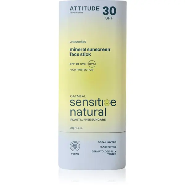Attitude Attitude Sensitive Natural Face Stick mineralna krema za sončenje v paličici za občutljivo kožo 20 g