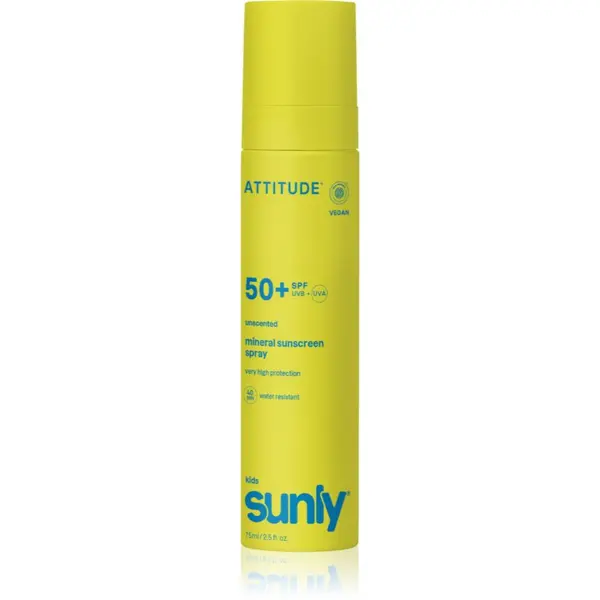 Attitude Attitude Sunly Kids Mineral Sunscreen Spray SPF 50+ mineralno pršilo za sončenje brez dodanih dišav SPF 50+ 75 ml
