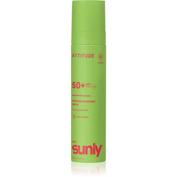 Attitude Attitude Sunly Kids Watermelon & Coco mineralno pršilo za sončenje SPF 50+ za otroke 75 ml