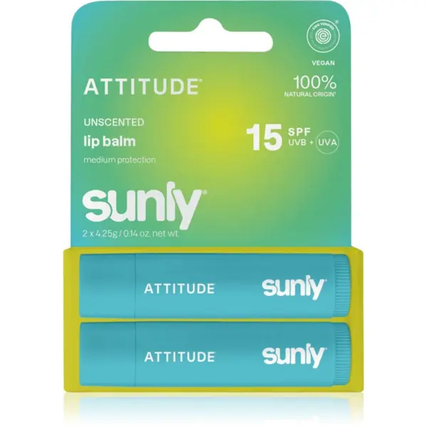 Attitude Attitude Sunly Lip Balm balzam za ustnice brez dodanih dišav 2x4.25 g