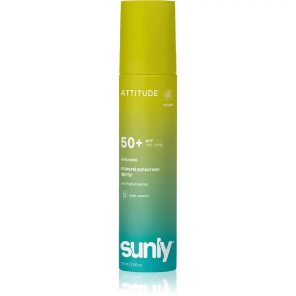 Attitude Attitude Sunly Mineral Sunscreen Spray SPF 50+ mineralno pršilo za sončenje brez dodanih dišav SPF 50+ 75 ml