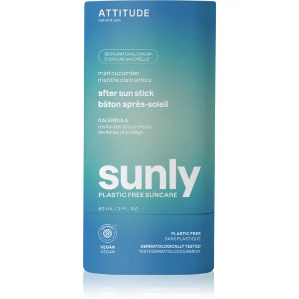 Attitude Attitude Sunly Plastic Free Suncare pomirjajoča krema po sončenju Mint, Cucumber 60 g