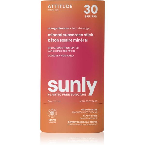 Attitude Attitude Sunly Sunscreen Stick mineralna krema za sončenje v paličici SPF 30 Orange Blossom 60 g