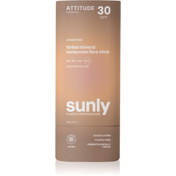 Attitude Attitude Sunly Tinted Face Stick mineralna krema za sončenje v paličici SPF 30 20 g