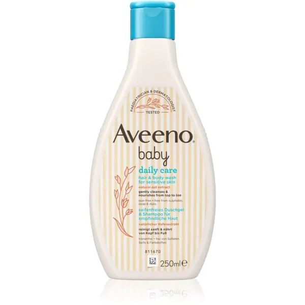 Aveeno Aveeno Baby Daily Care gel za umivanje za telo in lase za otroke od rojstva 250 ml