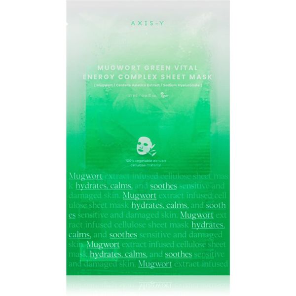 AXIS-Y AXIS-Y Mugwort Green Vital Energy Complex Sheet Mask maska iz platna z vlažilnim in pomirjajočim učinkom 27 ml