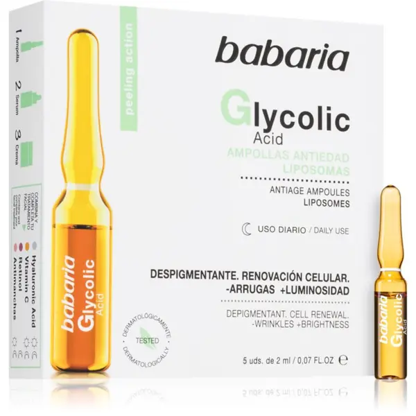 Babaria Babaria Glycolic Acid posvetlitveni serum proti gubam v ampulah 5x2 ml
