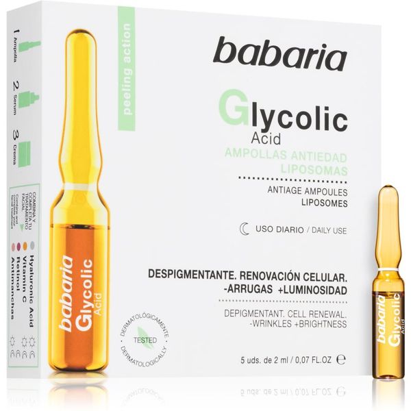 Babaria Babaria Glycolic Acid posvetlitveni serum proti gubam v ampulah 5x2 ml