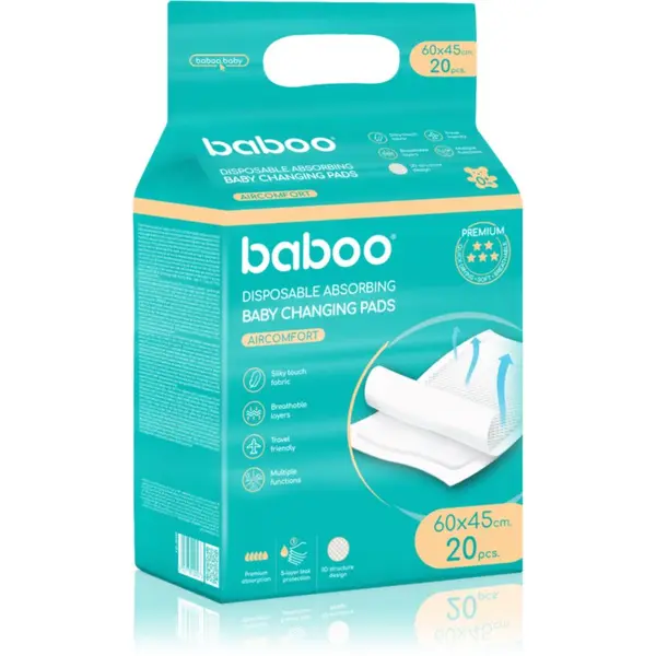 Baboo Baboo AirComfort Disposable Absorbing Changing Pads previjalne podloge za enkratno uporabo 60×45 cm 20 kos