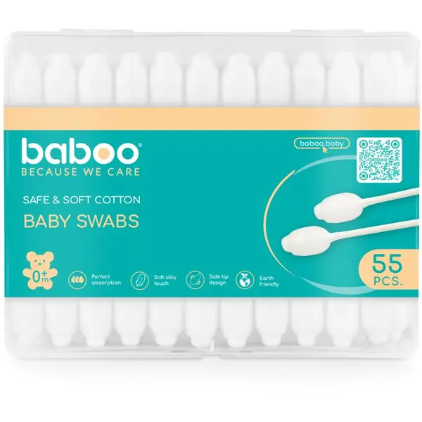 Baboo Baboo Baby Swabs vatne paličice za otroke od rojstva 55 kos