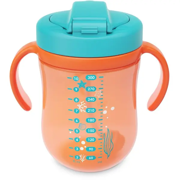 Baboo Baboo Cup with Silicone Straw and Gravity Ball skodelica s slamico Sea Life 9m+ 300 ml