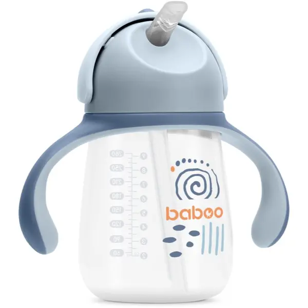 Baboo Baboo Cup with Silicone Straw skodelica s slamico Blue Haze 9m+ 260 ml