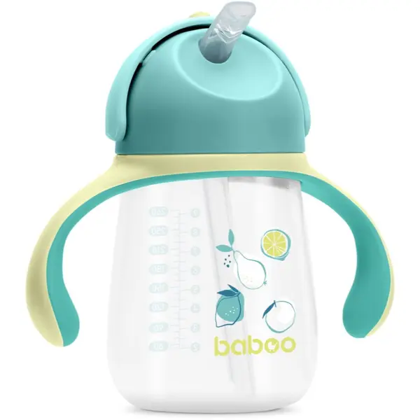 Baboo Baboo Cup with Silicone Straw skodelica s slamico Lagoon Fiesta 9m+ 260 ml