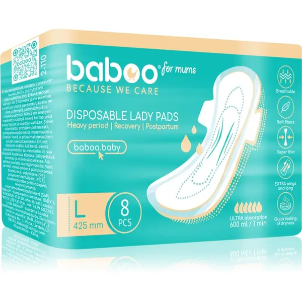 Baboo Baboo Postpartum Maternity Pads poporodni vložki za enkratno uporabo velikost L 8 kos