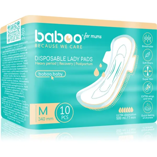 Baboo Baboo Postpartum Maternity Pads poporodni vložki za enkratno uporabo velikost M 10 kos