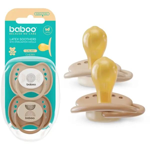 Baboo Baboo Soothers Round Latex with Case duda Au Naturale 0-6 m 2 kos