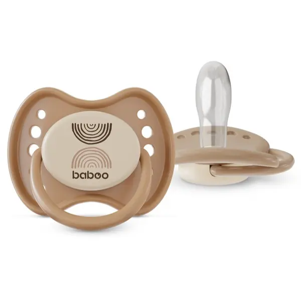 Baboo Baboo Soothers Silicone Symmetrical with Case duda Au Naturale 0-6 m 2 kos