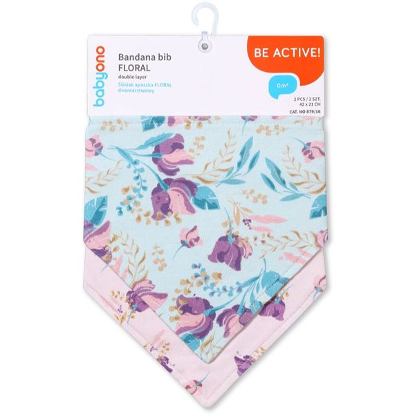 BabyOno BabyOno Be Active Bandana Bib slinček za otroke od rojstva Floral 2 kos