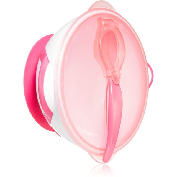 BabyOno BabyOno Be Active Suction Bowl with Spoon jedilni set za otroke Pink 6 m+ 2 kos