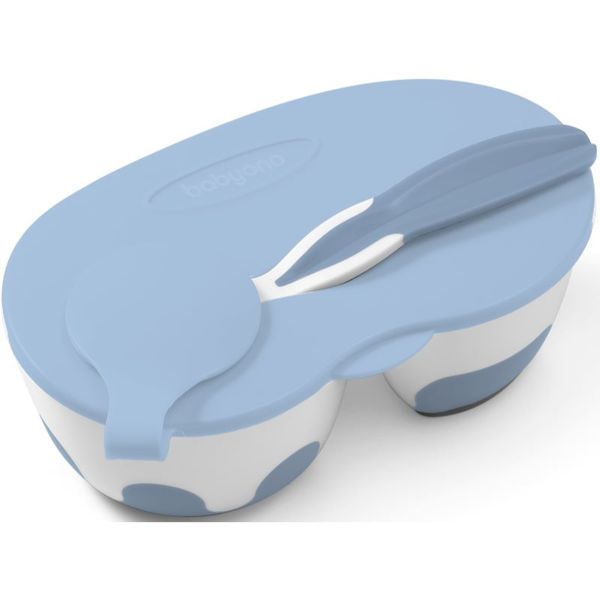 BabyOno BabyOno Be Active Two-chamber Bowl with Spoon jedilni set za dojenčke Blue