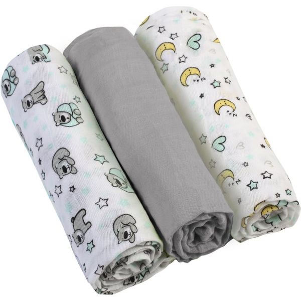 BabyOno BabyOno Diaper Super Soft plenice iz blaga Grey 70 × 70 cm 3 kos