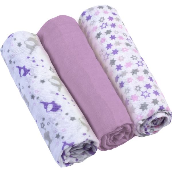 BabyOno BabyOno Diaper Super Soft plenice iz blaga Violet 70 × 70 cm 3 kos