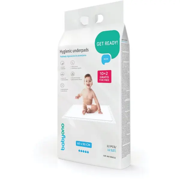 BabyOno BabyOno Get Ready Hygienic Underpads previjalne podloge za enkratno uporabo 60x90 cm 12 kos