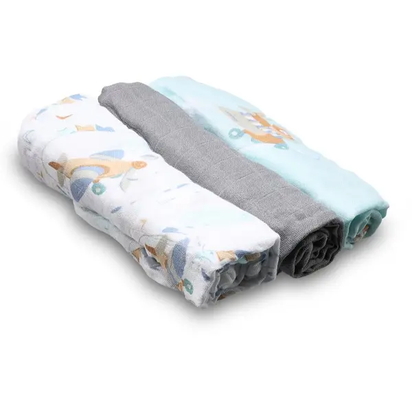 BabyOno BabyOno Natural Bamboo Diapers Blue-Grey plenice iz blaga 70x70 cm 3 kos