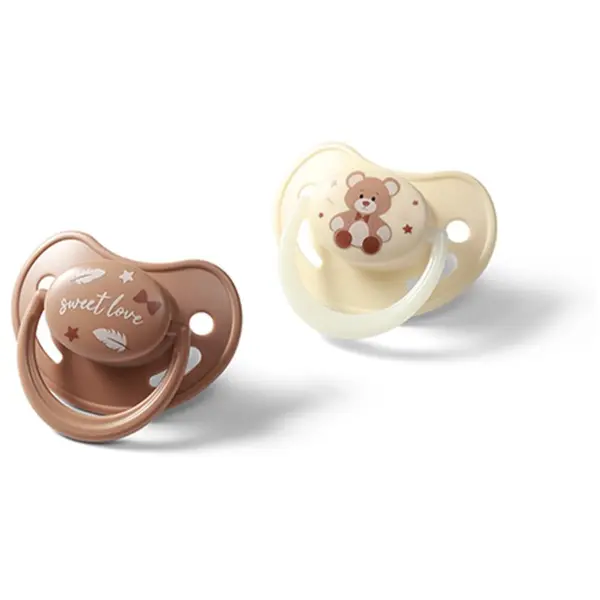 BabyOno BabyOno Take Care Anatomical Silicone Soothers duda Night & Day 0-6m 2 kos