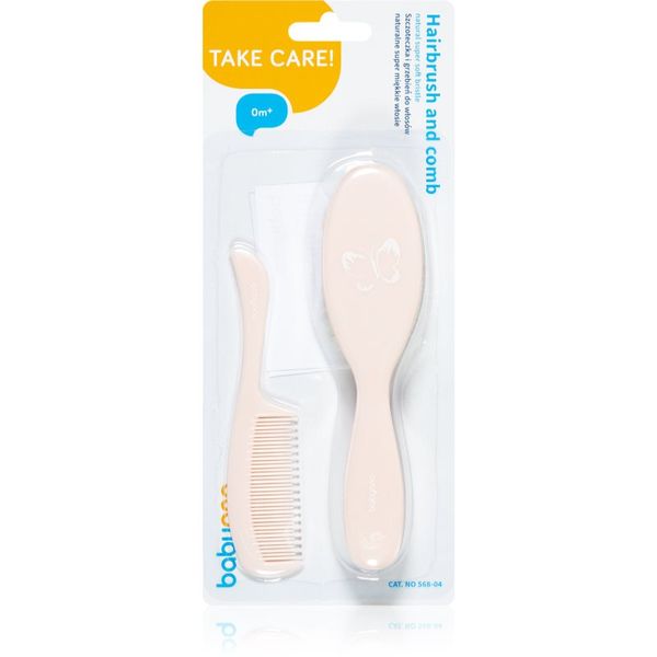 BabyOno BabyOno Take Care Hairbrush and Comb IV krtača za lase za otroke Pink 2 kos