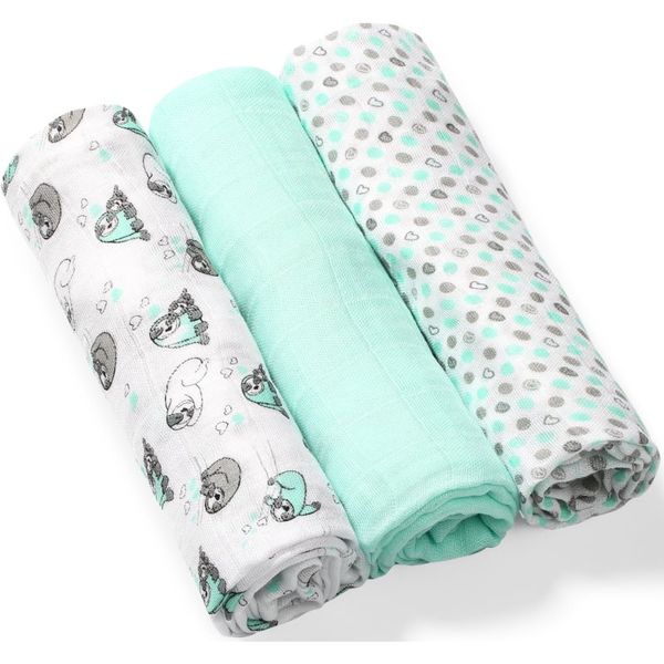 BabyOno BabyOno Take Care Natural Diapers plenice iz blaga 70 x 70 cm Mint 3 kos