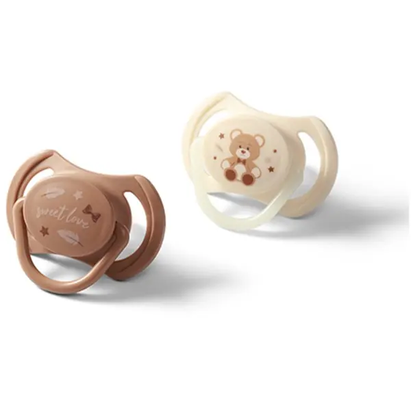 BabyOno BabyOno Take Care Symmetrical Silicone Soothers duda Day & Night 0-6m 2 kos
