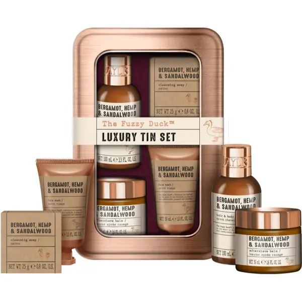 Baylis & Harding Baylis & Harding The Fuzzy Duck Bergamot, Hemp & Sandalwood darilni set kovinska škatla