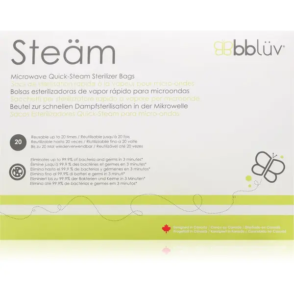 BBLÜV BBLÜV Steäm vrečke za sterilizacijo za mikrovalovno pečico 24 x 21 cm 6 kos