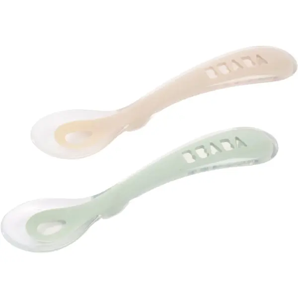Beaba Beaba Silicone Spoon Set žlička Clay / Misty green 8m+ 2 kos