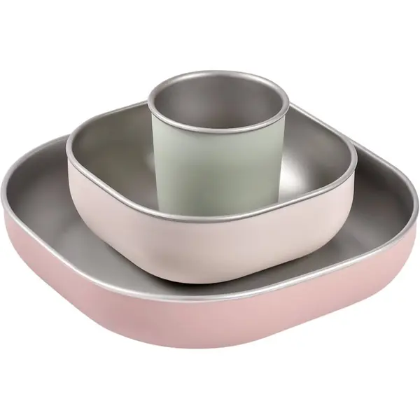 Beaba Beaba Stainless Steel Meal Set jedilni set Cotton Candy 4m+