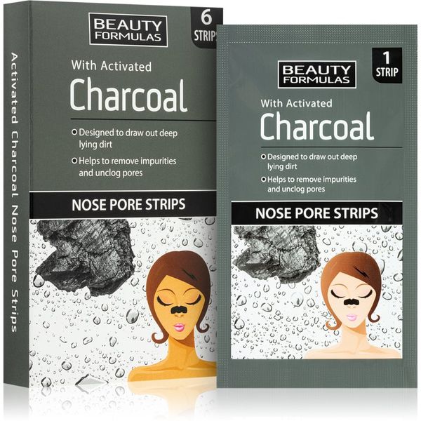 Beauty Formulas Beauty Formulas Charcoal čistilni obliž za zamašene pore na nosu 6 kos