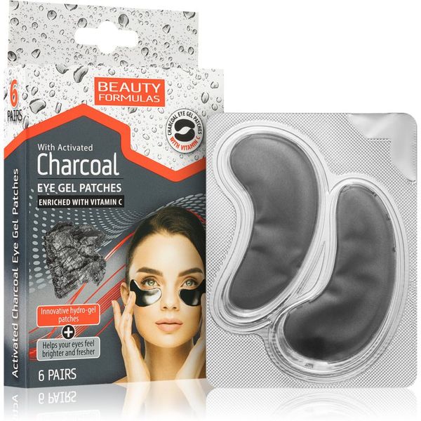 Beauty Formulas Beauty Formulas Charcoal hidrogel maska za predel okoli oči z aktivnim ogljem 6 kos