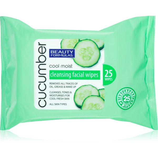 Beauty Formulas Beauty Formulas Cucumber čistilni robčki z izvlečki kumarice 25 kos