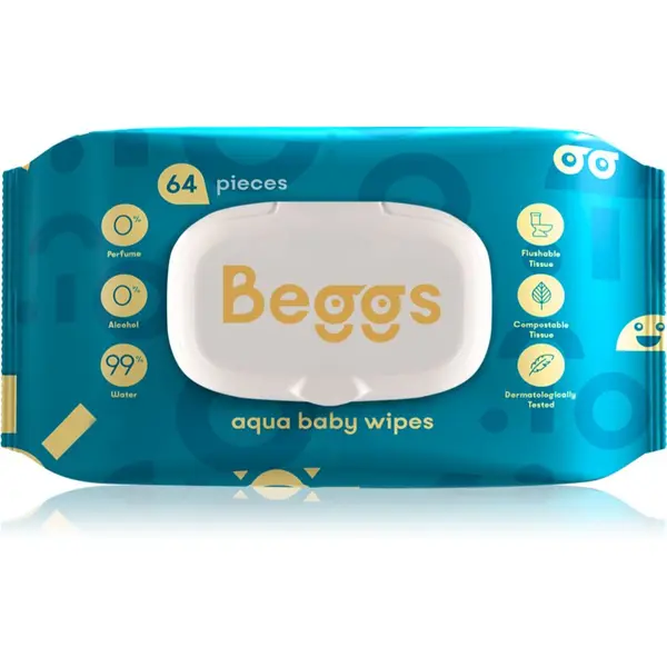 Beggs Beggs Aqua Baby Wipes otroški nežni vlažni robčki 64 kos
