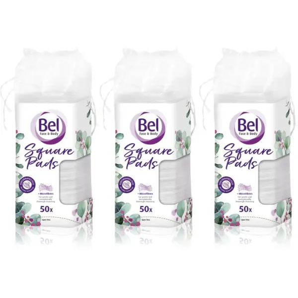 Bel Bel Face & Body Square Pads blazinice za odstranjevanje ličil ugodno pakiranje 3x50 kos