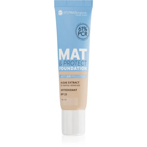 Bell Bell Hypoallergenic Mat & Protect dolgoobstojni matirajoči tekoči puder SPF 25 odtenek 02 Ivory 30 g