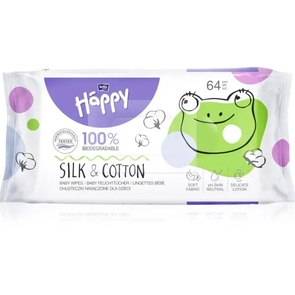 BELLA BELLA Baby Happy Silk & Cotton vlažni robčki 64 kos