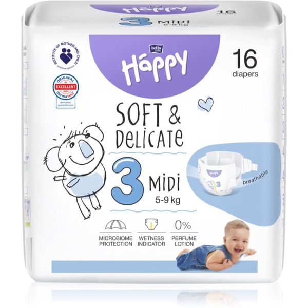 Bella Baby Happy BELLA Baby Happy Soft&Delicate Size 3 MIdi plenice za enkratno uporabo 5-9 kg 16 kos