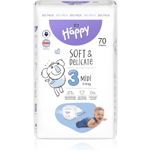 Bella Baby Happy BELLA Baby Happy Soft&Delicate Size 3 MIdi plenice za enkratno uporabo 5-9 kg 70 kos