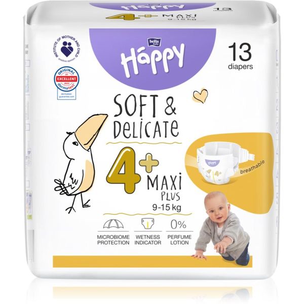 Bella Baby Happy BELLA Baby Happy Soft&Delicate Size 4+ Maxi Plus plenice za enkratno uporabo 9-15 kg 13 kos