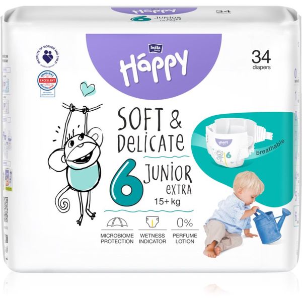 Bella Baby Happy Bella Baby Happy Soft&Delicate Size 6 Junior Extra plenice za enkratno uporabo 15+ kg 34 kos