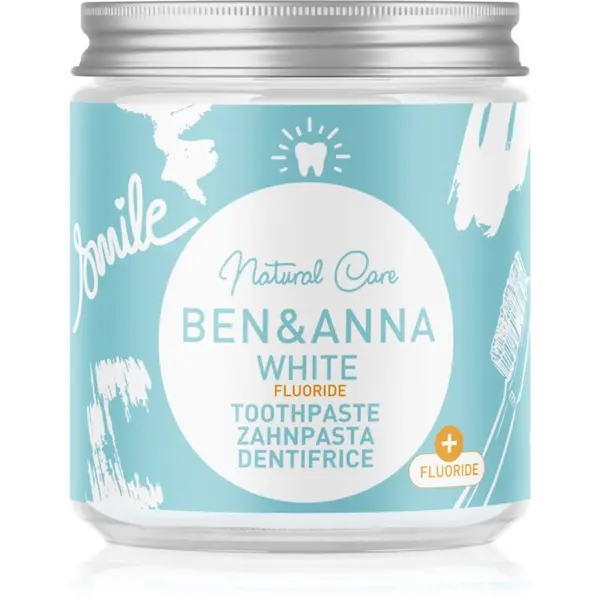 BEN&ANNA BEN&ANNA Natural Toothpaste White Fluoride zobna pasta v stekleni embalaži s fluoridom 100 ml