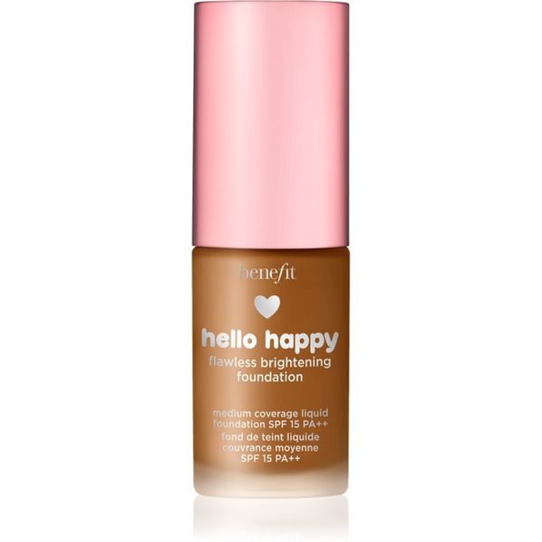 Benefit Benefit Hello Happy Flawless Brightening Foundation Mini tekoči puder za osvetljevanje SPF 15 odtenek 09 Deep Neutral 10 ml