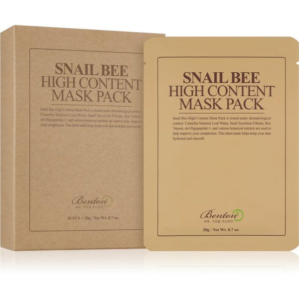 Benton Benton Snail Bee maska iz platna za kompleksno nego s polžjim ekstraktom 10 × 20 g